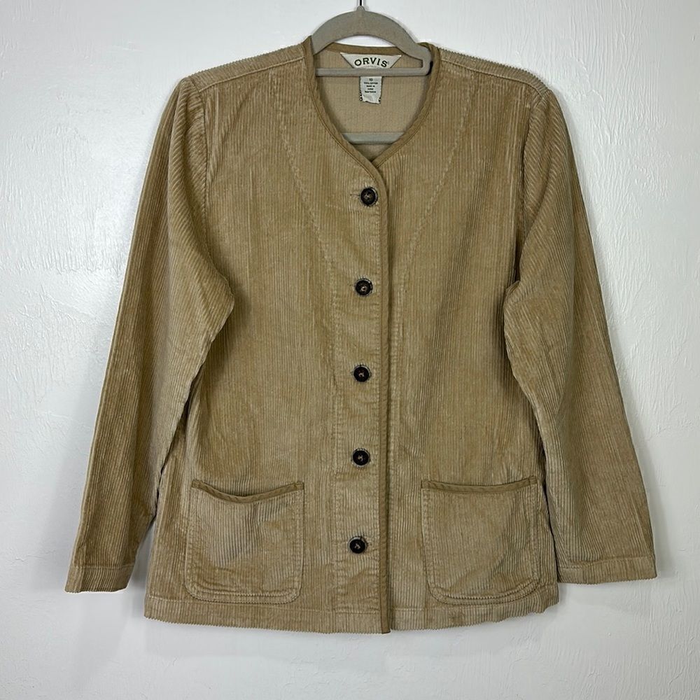 Orvis Cotton Beige Color Corduroy Button Front Jacket Size 10
